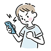 怒った表情でスマートフォンを握る男性のイラスト