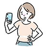 驚いた表情でスマートフォンを見る女性のイラスト