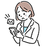 スマートフォンを見て悲しむ女性のイラスト