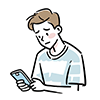 スマートフォンを操作する真剣な表情の男性のイラスト
