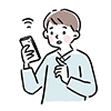 驚いた表情でスマートフォンを見る男性のイラスト