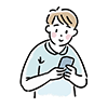 笑顔でスマートフォンを操作する男性のイラスト