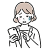 困惑した表情でスマートフォンを見る女性のイラスト