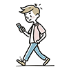 歩きながらスマートフォンを操作する男性のイラスト