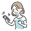 怒った表情でスマートフォンを握る女性のイラスト