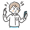 怒った表情でスマートフォンを操作する男性のイラスト