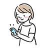 笑顔でスマートフォンを操作する女性のイラスト