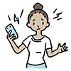 困惑した表情でスマートフォンを見る女性のイラスト