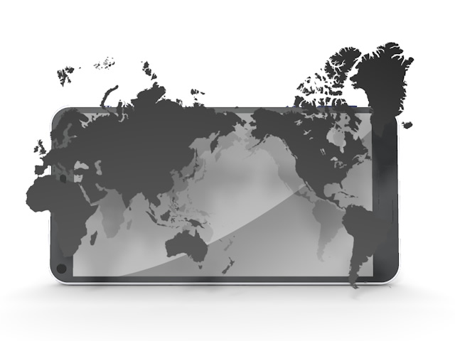 World Map ｜ Mobile Phone ｜ Line-Smartphone / Illustration / Application / Photo / Free Material / Mobile / Photo / Server / Net